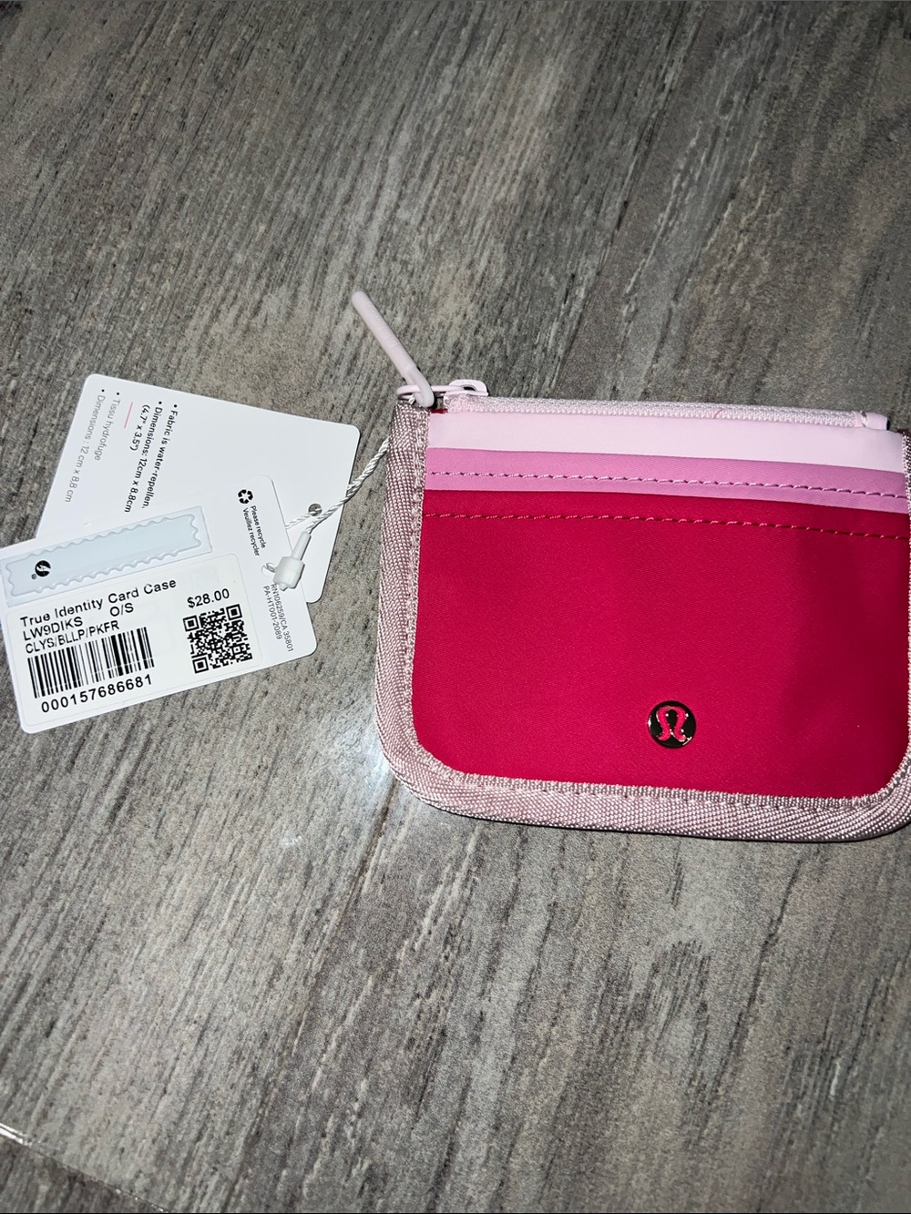 lululemon athletica True Identity Card Case in Hot Pink and Light Pink
